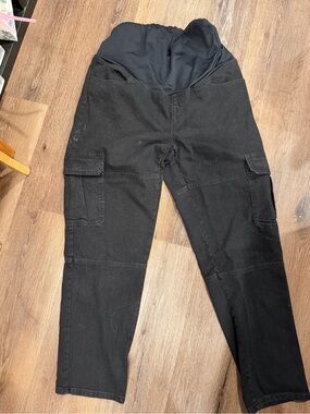 Ingrid & Isabel Black Maternity Cargo Jeans